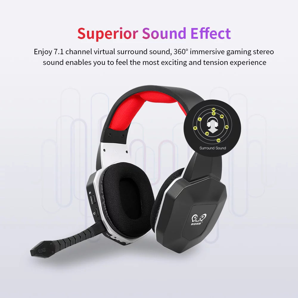 -N9U Wireless Gaming Headset 2.4Ghz Optical Gaming Headphone Virtual 7.1 Channel Surround Sound Gaming Headset for /PC/