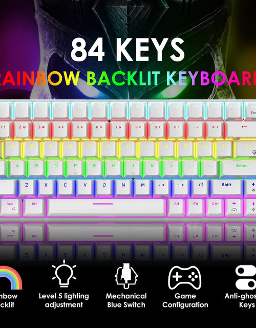 Load image into Gallery viewer, Wired Gaming Keyboard Rainbow Backlit Mechanical Keyboard Type-C 84 Keys Full Keys Anti-Ghosting for PC Gamers Work Office Blue Switch &amp; Red Switch
