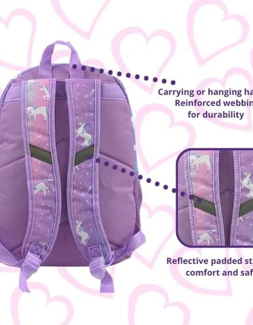 Load image into Gallery viewer, Unicorn Backpack Set for Girls, 16 Inch, 6 Pieces - Includes Foldable Lunch Bag, Water Bottle, Scrunchie, &amp; Pencil Case
