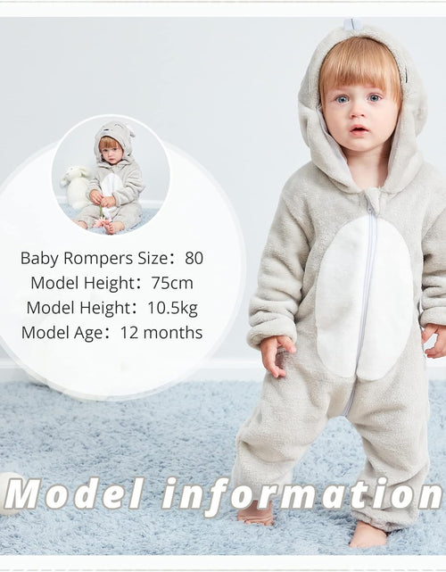 Load image into Gallery viewer, Unisex Baby Animal Costume Winter Autumn Flannel Hooded Romper Cosplay Jumpsuit
