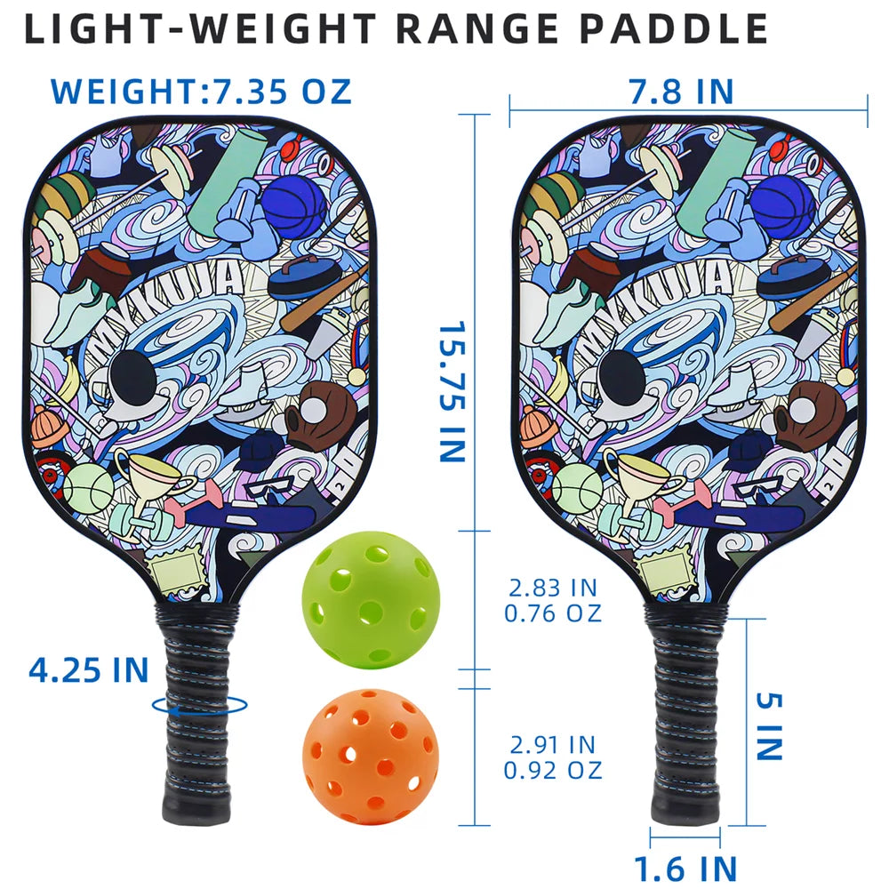 Pickleball Paddles Pickleball Rackets Lightweight Fiberglass Surface&Honeycomb Core Pickleball Set