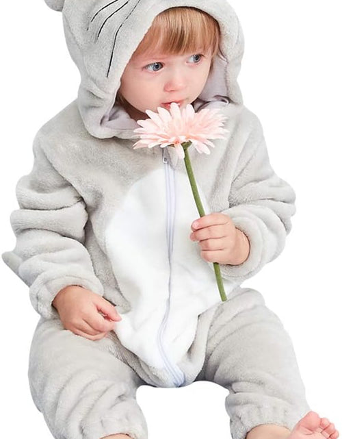 Load image into Gallery viewer, Unisex Baby Animal Costume Winter Autumn Flannel Hooded Romper Cosplay Jumpsuit
