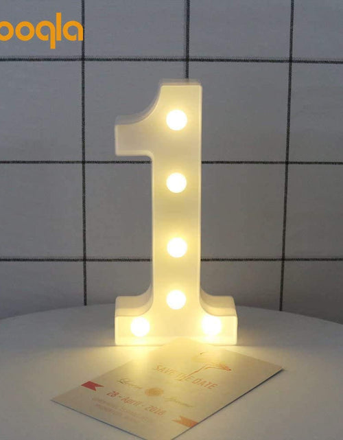 Load image into Gallery viewer, Decorative Led Light up Number Letters, White Plastic Marquee Number Lights Sign Party Wedding Decor Battery Operated Number (1)
