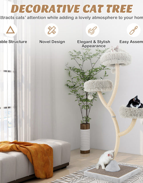 Load image into Gallery viewer, 70 Inch Tall Cat Tree 4-Layer Cat Tower with 3 Perches and Dangling Balls
