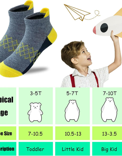 Load image into Gallery viewer, Boys Socks 12 Pairs Kids Half Cushion Low Cut Socks Sport Ankle Athletic Sock for Little Big Kids Size Age 3-10 Years
