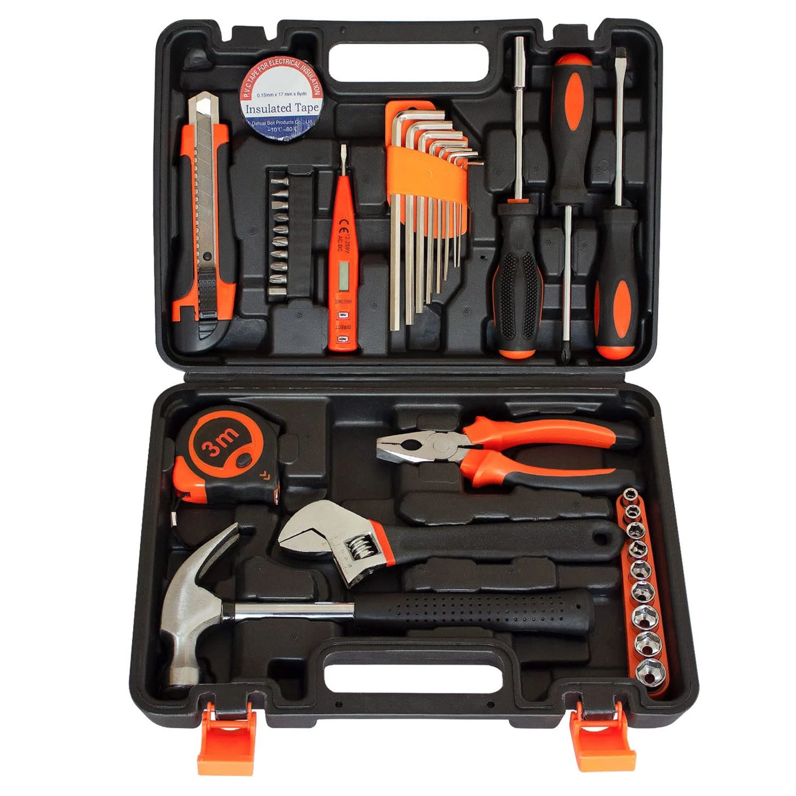 38-Piece General Household Tool Kit, Hand Tool Set with Plastic Toolbox Storage Case, for DIY and Home Repair