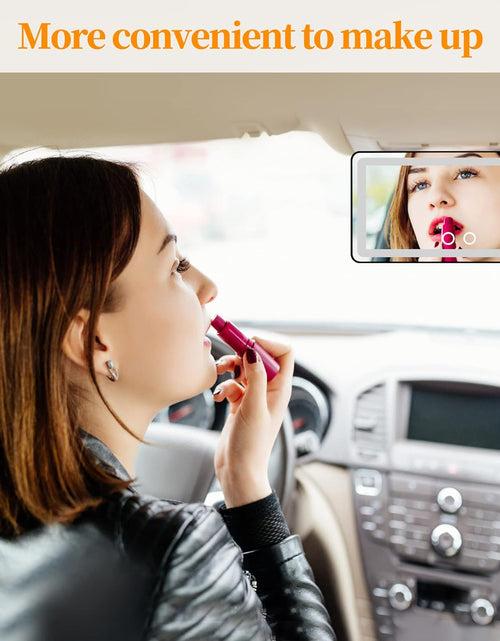 Load image into Gallery viewer, Car Sun Visor Vanity Mirror, Makeup Mirror with 3 Light Modes &amp; 60 Leds, Rechargeable Led Light Car Mirror with Dimmable Touch Screen, Rear View Sun-Shading Travel Cosmetic Mirror for Car Truck SUV
