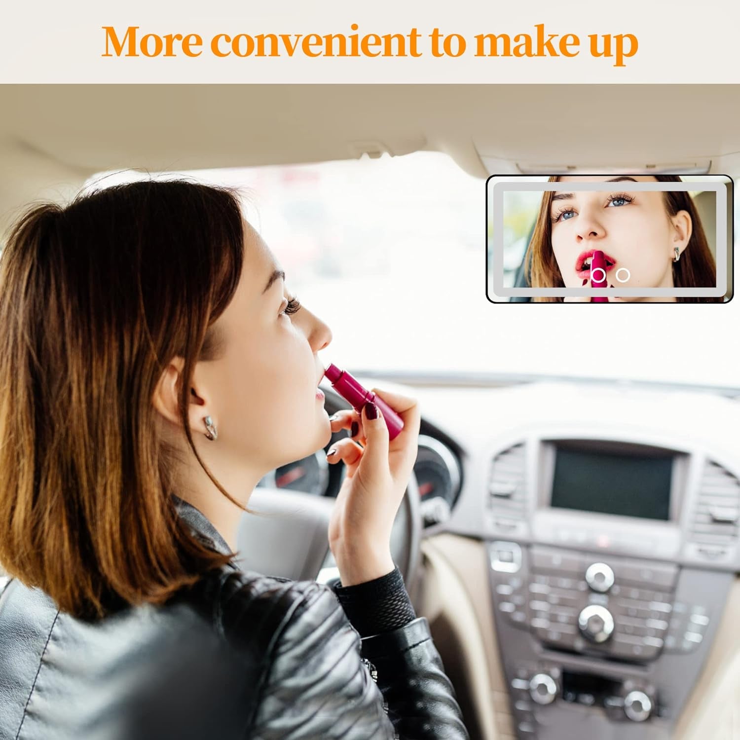 Car Sun Visor Vanity Mirror, Makeup Mirror with 3 Light Modes & 60 Leds, Rechargeable Led Light Car Mirror with Dimmable Touch Screen, Rear View Sun-Shading Travel Cosmetic Mirror for Car Truck SUV