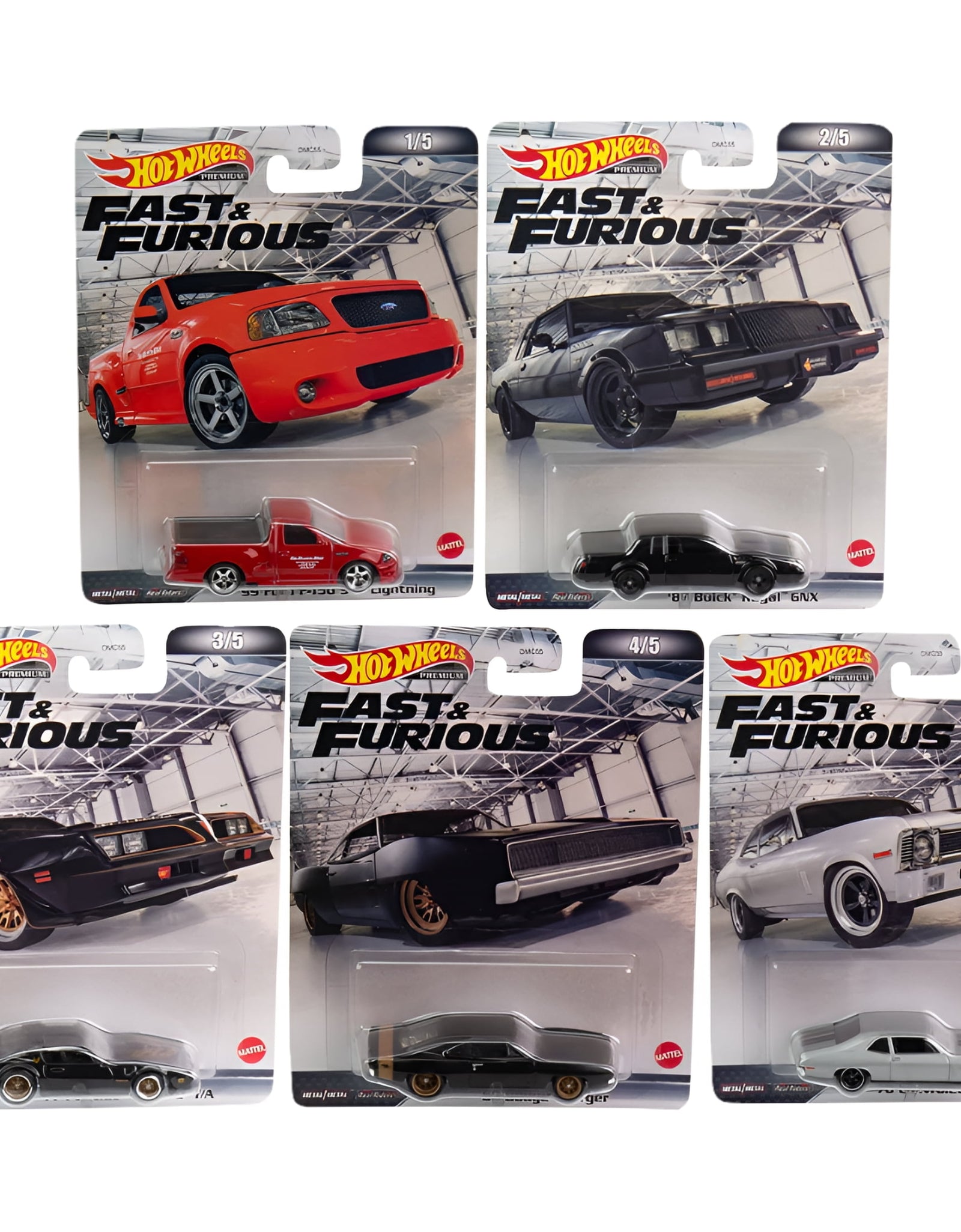 2022  Retro Entertainment Fast & Furious Premium Set of 5, 1/64 Diecast Model Cars