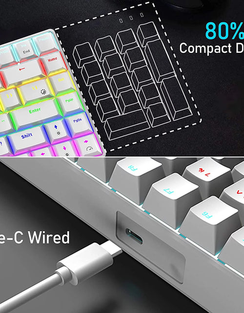 Load image into Gallery viewer, Wired Gaming Keyboard Rainbow Backlit Mechanical Keyboard Type-C 84 Keys Full Keys Anti-Ghosting for PC Gamers Work Office Blue Switch &amp; Red Switch
