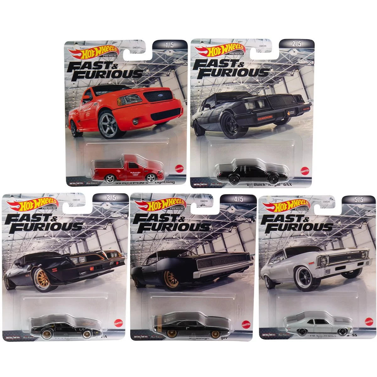 2022  Retro Entertainment Fast & Furious Premium Set of 5, 1/64 Diecast Model Cars