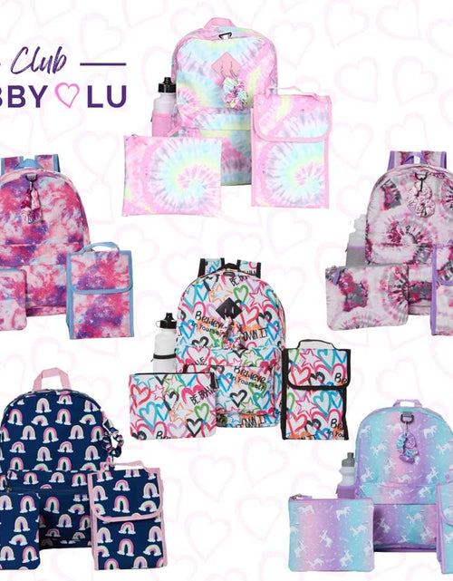 Load image into Gallery viewer, Unicorn Backpack Set for Girls, 16 Inch, 6 Pieces - Includes Foldable Lunch Bag, Water Bottle, Scrunchie, &amp; Pencil Case
