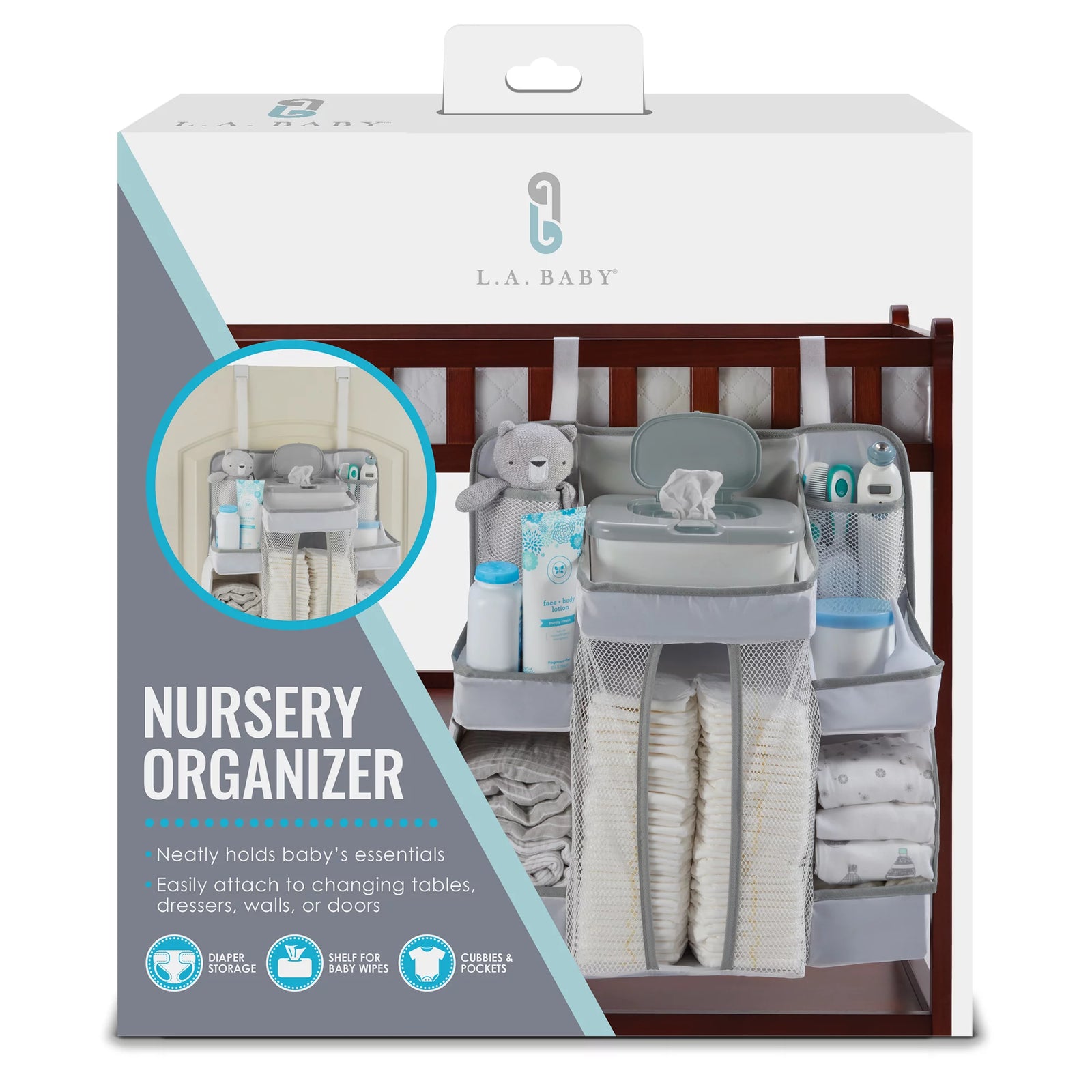 LA Baby Diaper Caddy and Nursery Organizer for Baby'S Essentials - White