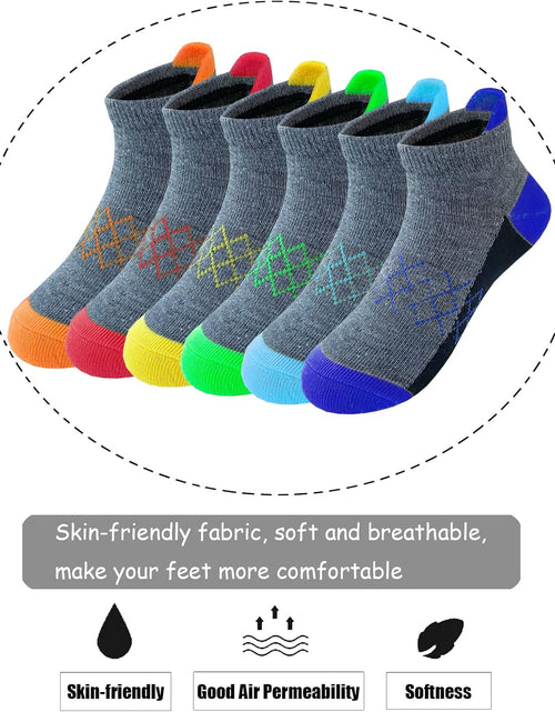 Load image into Gallery viewer, Boys Socks 12 Pairs Kids Half Cushion Low Cut Socks Sport Ankle Athletic Sock for Little Big Kids Size Age 3-10 Years
