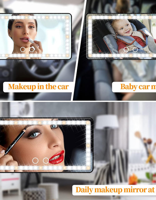 Load image into Gallery viewer, Car Sun Visor Vanity Mirror, Makeup Mirror with 3 Light Modes &amp; 60 Leds, Rechargeable Led Light Car Mirror with Dimmable Touch Screen, Rear View Sun-Shading Travel Cosmetic Mirror for Car Truck SUV
