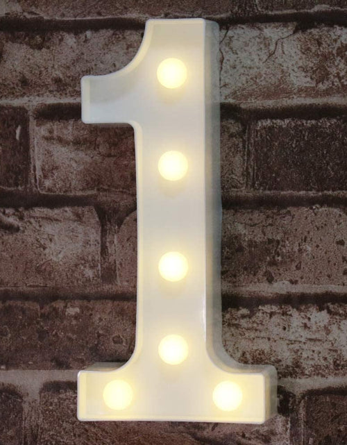 Load image into Gallery viewer, Decorative Led Light up Number Letters, White Plastic Marquee Number Lights Sign Party Wedding Decor Battery Operated Number (1)
