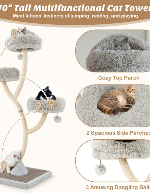 Load image into Gallery viewer, 70 Inch Tall Cat Tree 4-Layer Cat Tower with 3 Perches and Dangling Balls
