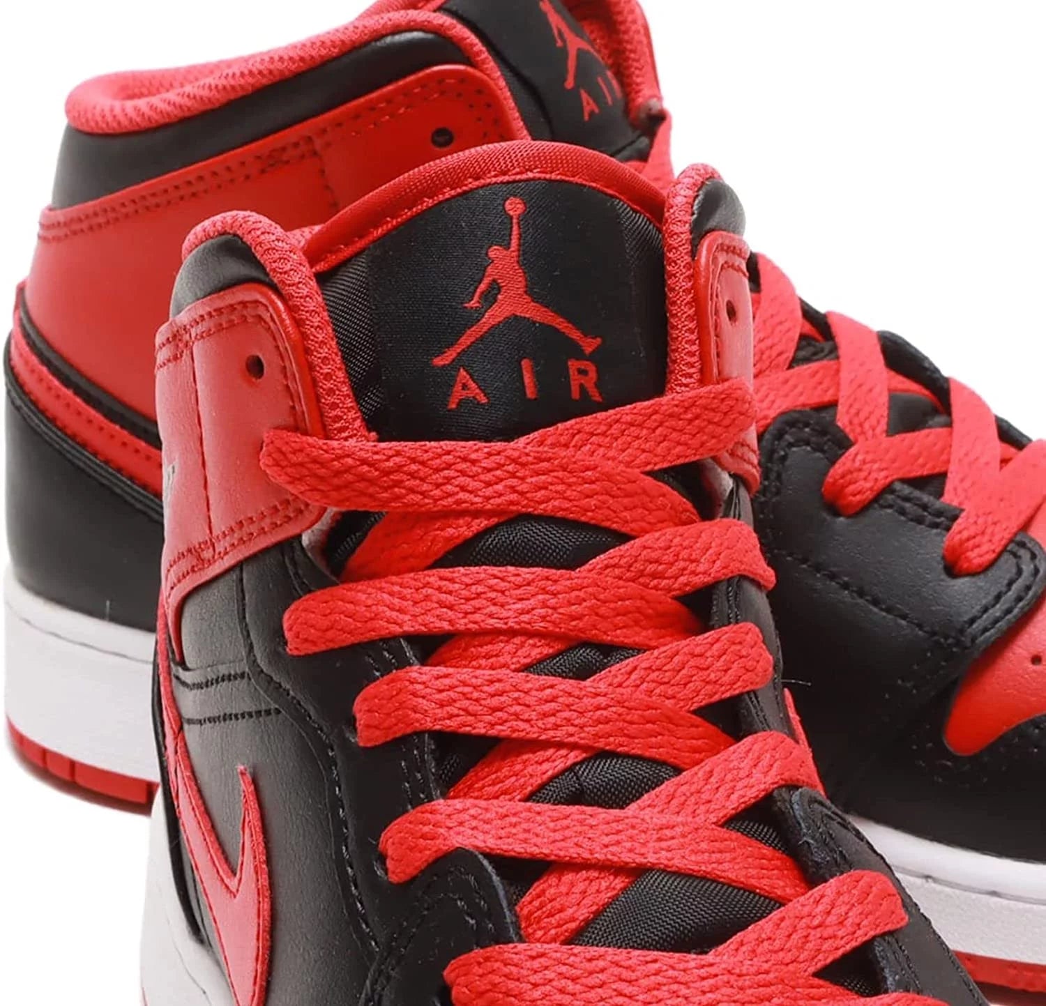 Mens Air  1 Mid Shoes,Black/Fire Red-White,11